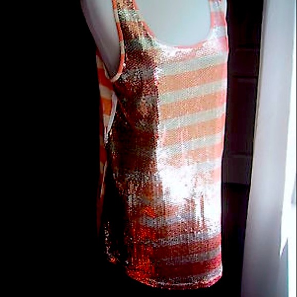 Anthropologie Beachy Glam Peach Sequin Tank Dress - Picture 2 of 8